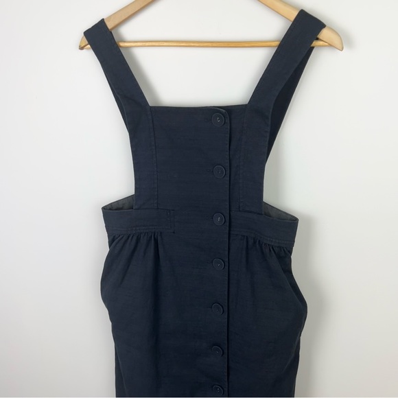 Cue Women’s Pinafore Dress Black Pockets Short Mom Style Comfort Work Size 6 XS - Picture 6 of 12